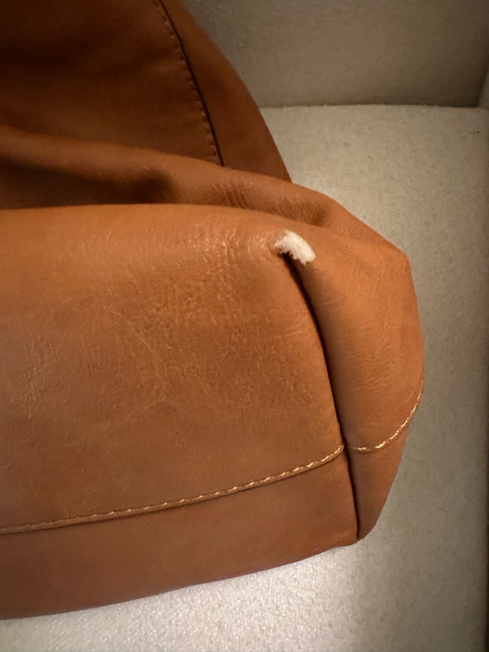 Brown Large Faux Leather Tote Bag with Dark Brown Straps - Picture 7 of 10